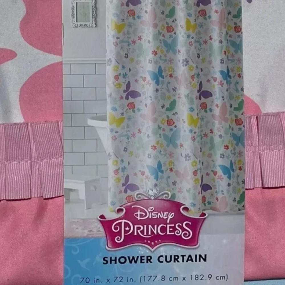 Disney Princess Shower Curtain with Pink and Multicolor Design